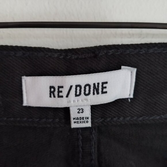 Ladies SZ 23 Re/Done Black 70's Stove Pipe Cropped Jean - Picture 5 of 8